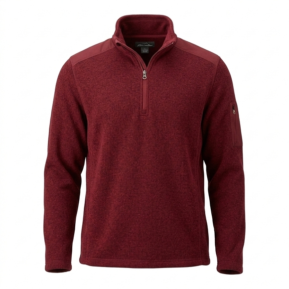 Eddie Bauer Other - Eddie Bauer Men’s Burgundy Heather Fleece-Lined Quarter-Zip Pullover - Size L